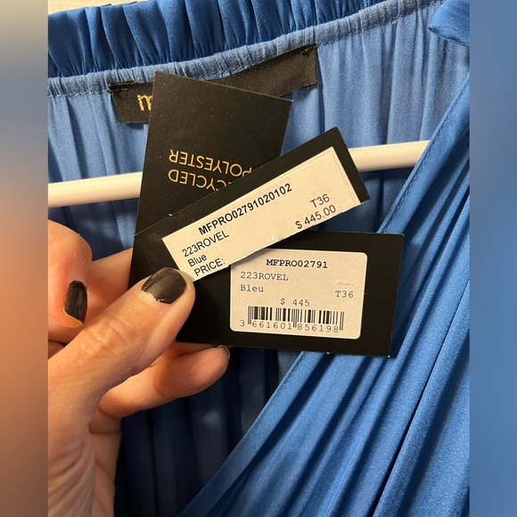 NWT -  Maje Satiny Maxi Dress Rovel Bleu - Size 36 - Picture 10 of 16